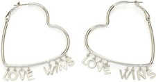 KLEINFELD SILVER TONE BRIDAL BACHELORETTE WORD PLAY  "LOVE WINS"  HOOP EARRINGS