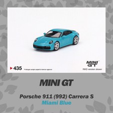 MINI GT 1:64 Porsche 911 (992) Carrera S Miami Blue Model Car in box