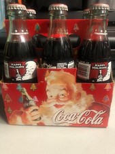 FULL 6 Pack Coca Cola Santa Holiday 1994 Bottles