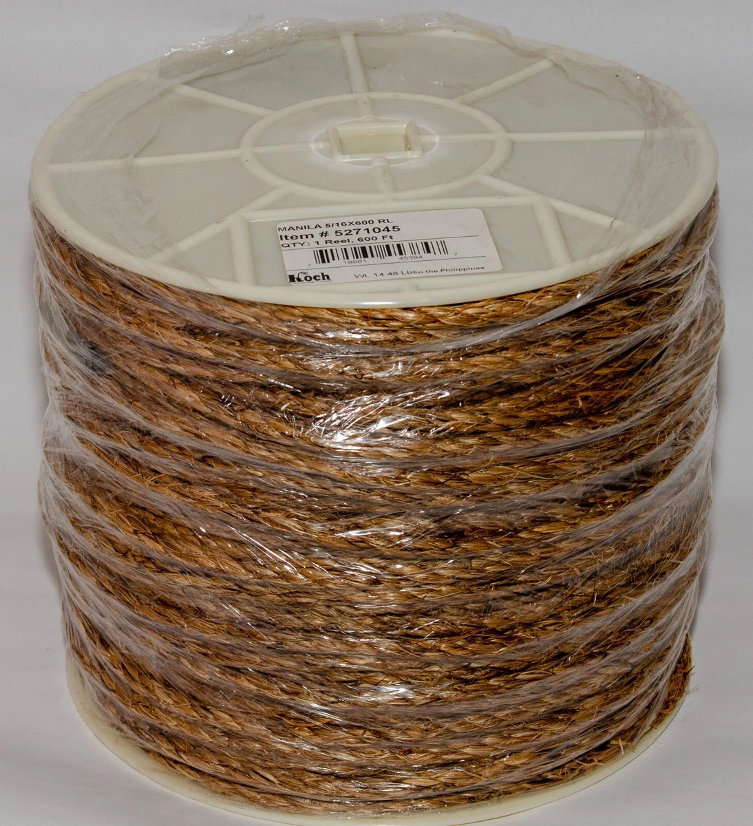 Twisted Natural Manila Hemp Rope (5/16 Inch x 600 Feet Spool)