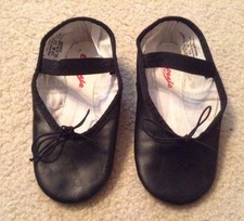 EUC Capezio Black Leather Upper Ballet Shoes Sz 13 M