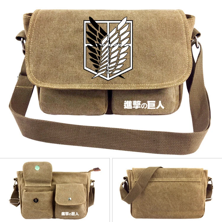 Attack on Titan Canvas Shoulders bags Laptop Messenger bags Crossbody School bag