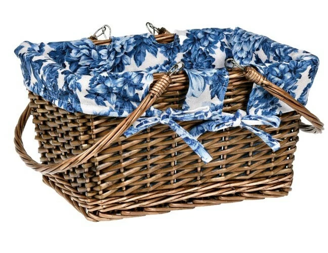 Pioneer Woman ~ Woven ~ WILLOW ~ Handled Basket ~ HERITAGE FLORAL Fabric Liner - Image 2 of 4