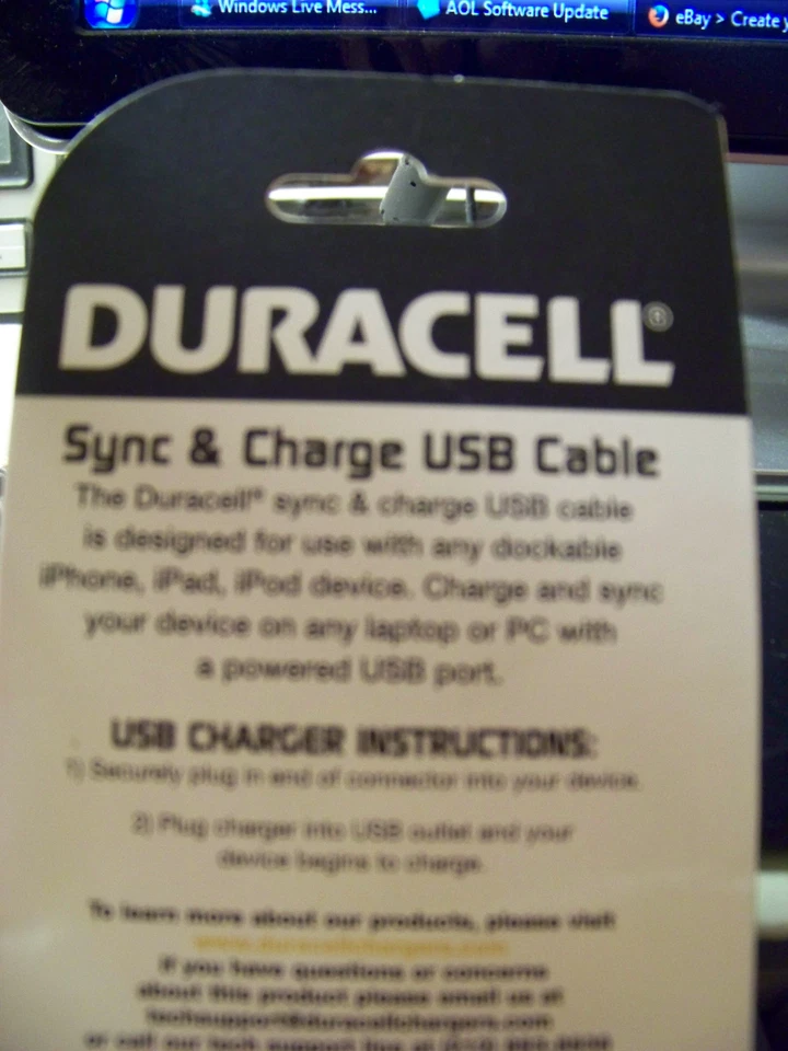 Duracell Sync & Charge Cable White Du1578 ipod iphone and ipad USB - Image 4 of 4