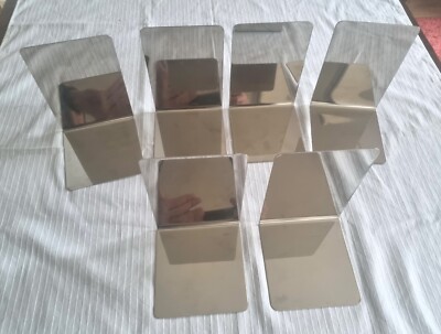 Bücherregale Konvolut 6 Bücherhalter aus Metall Bookend mit Sockel grau Bücherhalter