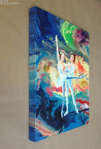 Ballerina, Summer Story #3, Original Acrylic Abstract Painting, Artist Signed - Picture 3 of 5