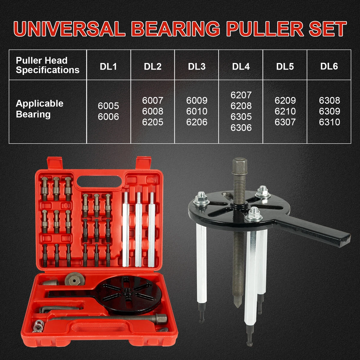 21 in 1 Bearing Puller Set Bearing Removal Tool 3 Jaw Puller w Puller Head Set