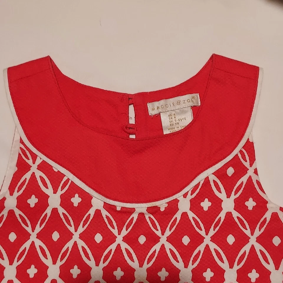 Vestido Maggie & Zoe Coral y Blanco Estampado Encaje Talla 6 Foto 4 de 4