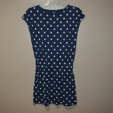 GARNET HILL Women's Sz 4 blue Polka-Dot DRESS w Pockets  EUC