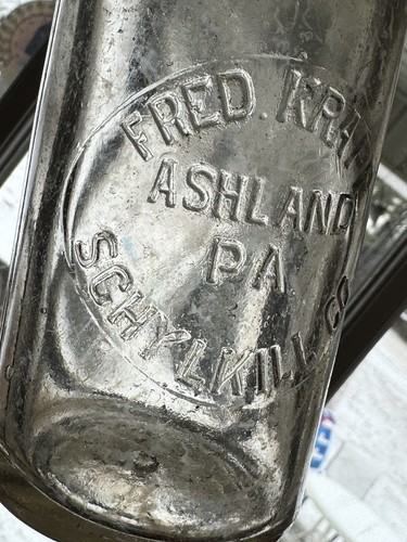 Vintage Blob Top geprägte Schnecke Plt Flasche Fred Krapp Ashland Pa Schylkill County, - Bild 16 von 16