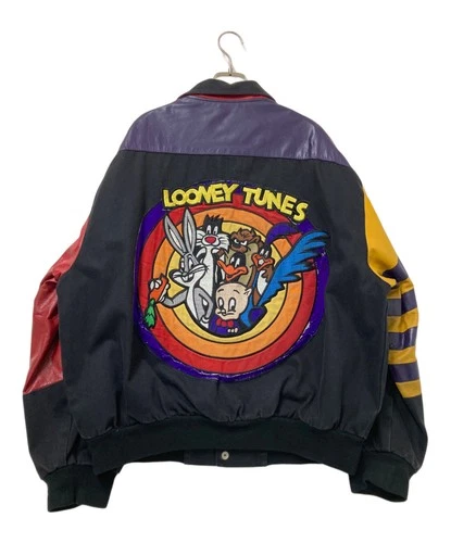JEFF HAMILTON x LOONEY TUNES Collab Leather Switching Jacket Men's Size X Black image 2