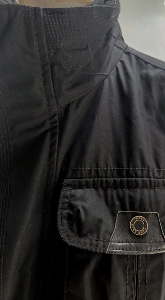 Hugo Boss Men's Coat 38R Cosey Polyamide Twill Leather Trim Field Surplus - Image 3 of 4