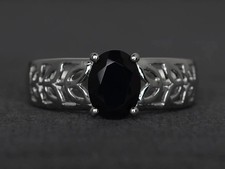925 Sterling Silver Black Onyx Oval Gemstone Women Cocktail Ring Duty Free