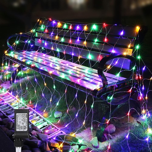 11.5ft x 5ft Christmas Net Lights Outdoor, 360 LED With 8 Modes, Multicolor