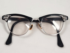 Vintage Art Craft 1/10 12k gold filled black cat eye glasses 4 1/4-5 3/4 20mm