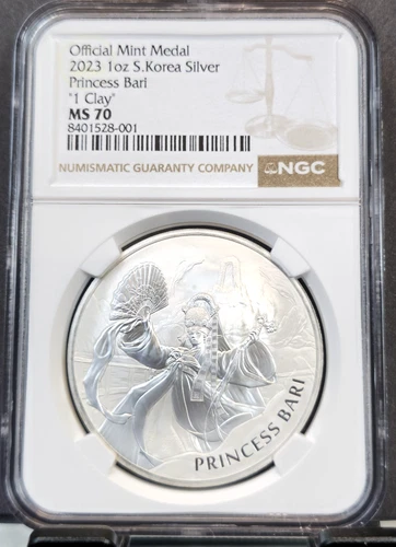 2023 SOUTH KOREA SILVER MINT MEDAL PRINCESS BARI 1 CLAY NGC MS 70 RARE PERFECT