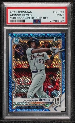 2021 Bowman Chrome Prospects Blue Shimmer Refractor 91/150 Adinso Reyes 0yn9