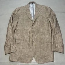 Perry Ellis Men Pure 100% Linen Two Button Blazer Jacket Houndstooth-42R-2255