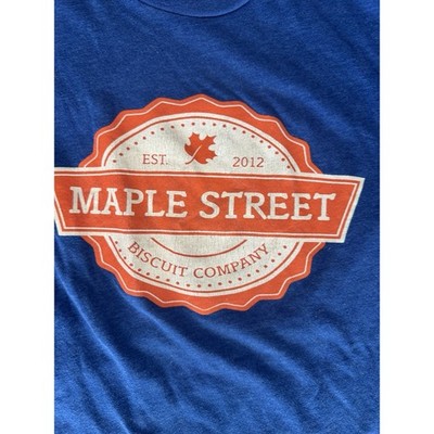 Maple Street Biscuit Company Graphic T Shirt Blue Short Sleeve Men's Size Small