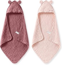 Momcozy Baby Towels, 6-Layer 100 Cotton Muslin Hooded Baby Towel Set