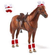 1 Set Reusable Holiday Horse Costume Velvet Hat and Leg Wraps for Parades