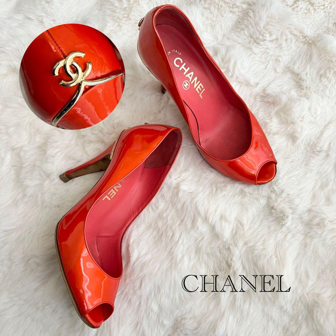靴 CHANEL Backside Coco Mark Patent Pumps CHANEL Coco Mark Patent Leather Heel Pumps 21.5 | eBay