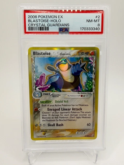 2006 POKEMON EX CRYSTAL GUARDIANS #2 BLASTOISE-REVERSE FOIL PSA 8