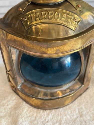 Vintage Brass/Copper Starboard & Port Signal Lanterns Original Red & Blue Glass - Picture 15 of 23