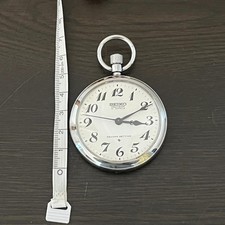 SEIKO 74168 Pocket Watch Handwind Railway Silver 5cm Rare Authentic