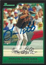 2006 Travis Ishikawa SF Giants Signed Bowman ROOKIE Trading Card. rookie card picture