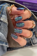 Red Aspen Press On Nails-Dereca's Lessons in Fearlessness-Medium-Coffin-Glitter