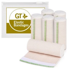 Premium Elastic Bandage Wrap 6" 6 Pack - Hook Loop Fasteners at Both Ends...