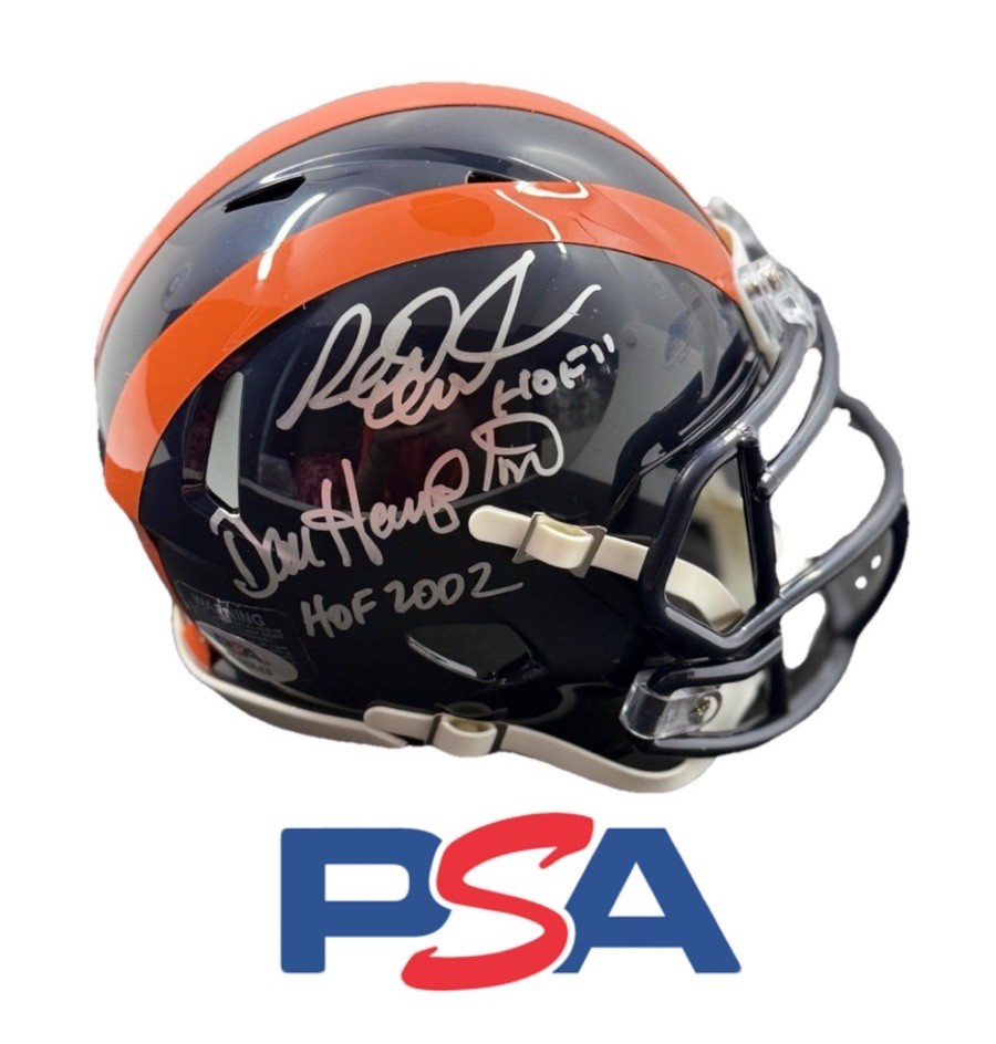 Richard Dent Dan Hampton Dual Signed Chicago Bears Mini Helmet PSA