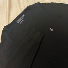 Polo Ralph Lauren Mens Black Pima Cotton Textured Crewneck Sweater Large LG