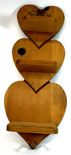 Vintage Wood Farmhouse 3 Tier Heart Shaped Wall Display Shelf Rustic