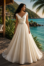 Allure Bridals 9155 Wedding Dress 10 Ivory Off Shoulder Crystal Belt Pockets