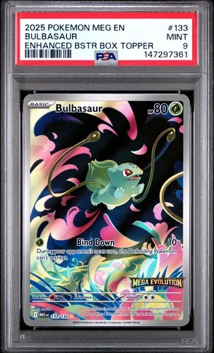 2025 POKEMON MEG EN-MEGA EVOLUTION ENHANCED BOOSTER BOX TOPPER BULBASAUR PSA 9