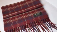 Softer Than Cashmere Plaid Fringe Scarf 64 x 12 Cranberry red, blue and taupe