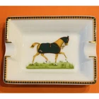 Hermes Paris Ashtray Horse Pattern Color Green Plate Tray Porcelain N/Box jp