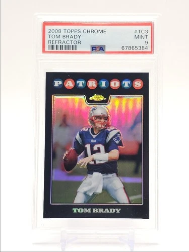 TOM BRADY 2008 TOPPS CHROME FOOTBALL PATRIOTS REFRACTOR A PSA 9 Q0004
