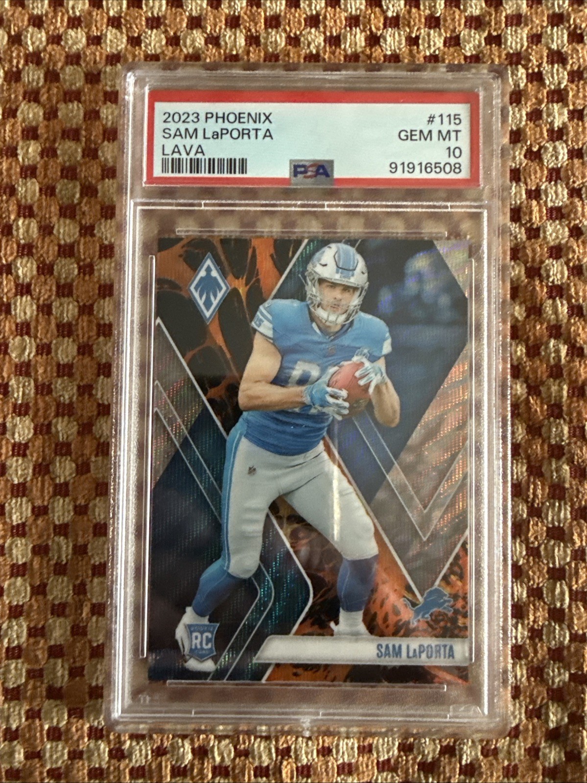 2023 SAM LAPORTA ROOKIE - Panini Phoenix LAVA #115 RC #’d /175 - PSA 10 - Lions