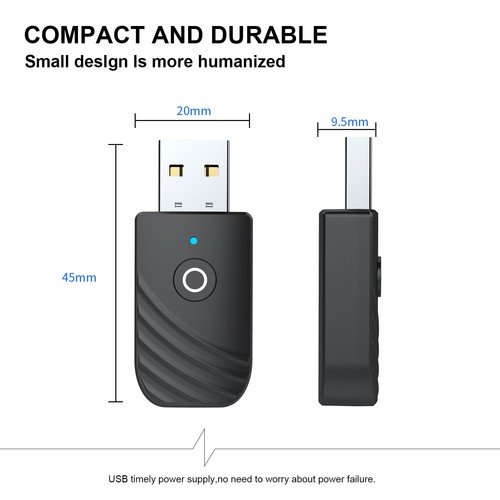 New Wireless USB Bluetooth 5.0 Audio Transmitter Receiver Adapter For PC TV Car - Afbeelding 5 van 15