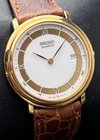 Vtg New 1991 SEIKO Mens 34mm Slim Quartz Watch Date Gold White Case Dial Leather