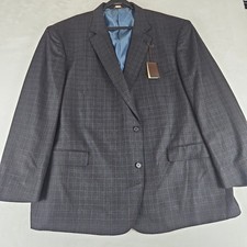 OAK HILL Mens Sport Coat Blazer Big  Tall 4XL Charcoal Plaid New