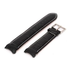 Curved Ends 20mm Black Crocodile Leather Watch Strap