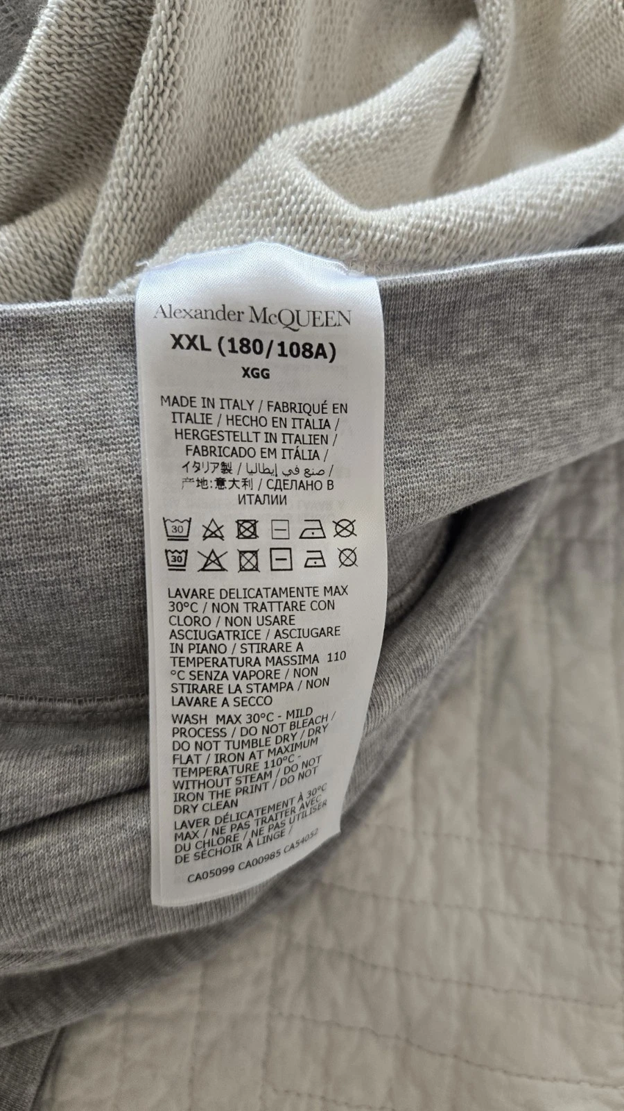 Felpa Alexander McQueen Stampa Graffiti Felpa con Cappuccio Grigio Uomo Taglia XXL Autentica