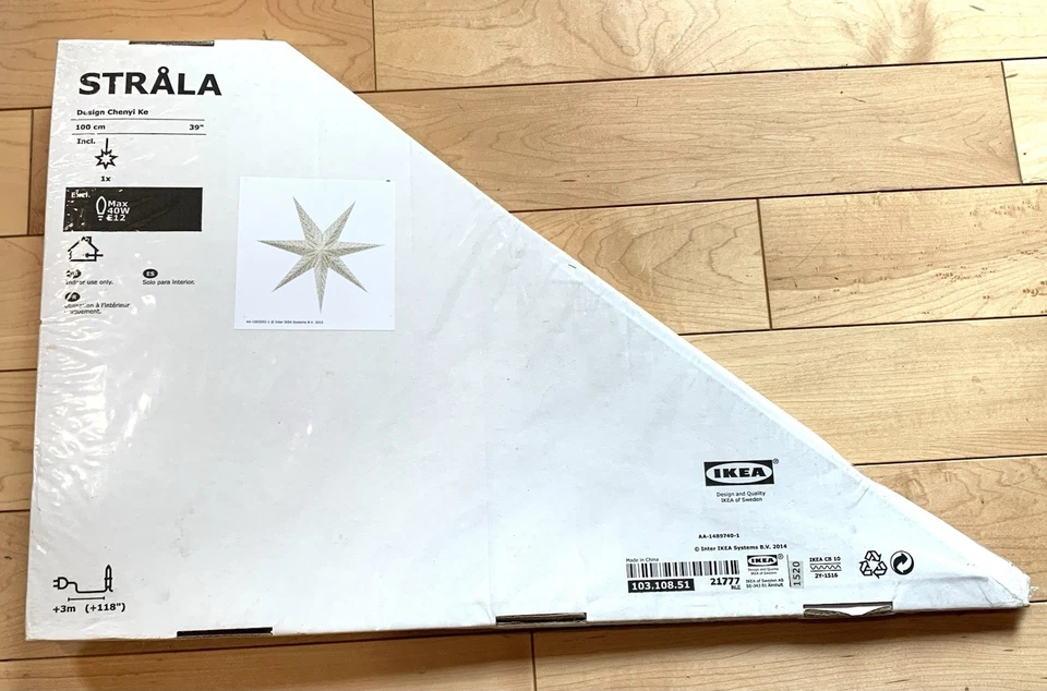 Ikea STRALA Star Light Pendant Shade 39" Large White Silver 103.108.51 NEW - Image 3 of 4