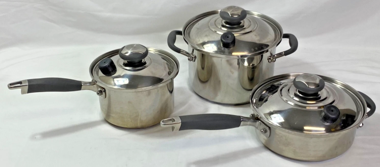 Kitchen Charm T304 Surgical Stainless 6 Piece Set-4 qt Dutch Oven /8" Pan/2 QT.