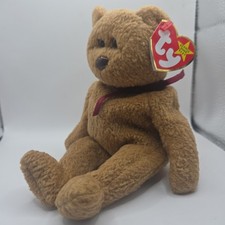 TY Beanie Baby Limited Ed. Curly the Bear Tag Errors 1993/1996 Brown Nose