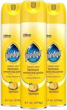 Pledge Enhancing Polish, Furniture  Wood Spray, Lemon Scent, 9.7oz Pack of 3 